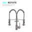 Robinet d'évier de cuisine commercial avec tirette vers le bas, nickel brossé, poignée simple, robinet à anneau rotatif à 360 °, finition nickel, levier à poignée, bec verseur en degrés