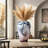 Modern Hand-Blown Glass Vase with Marble Gradient and Ink Swirl Pattern, Wide-Mouth Art Glass Decorative Vase