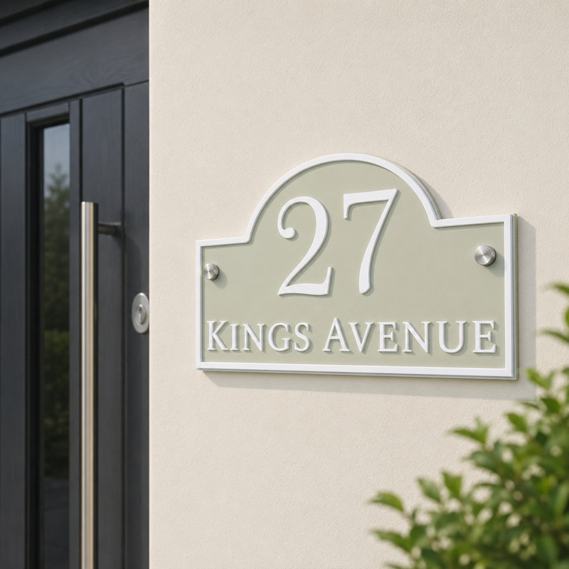 Sage Green and White 3d Arch Door sign