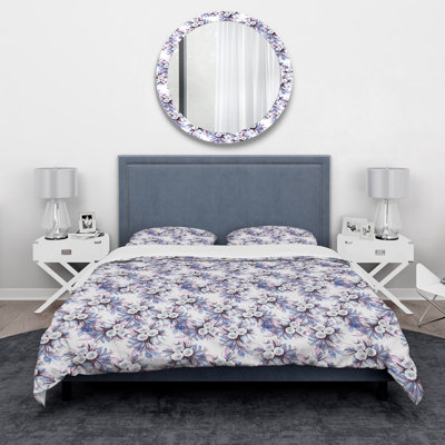 Floral pattern in Purples and Blues - Floral Duvet Cover Set - Microfiber Polyester