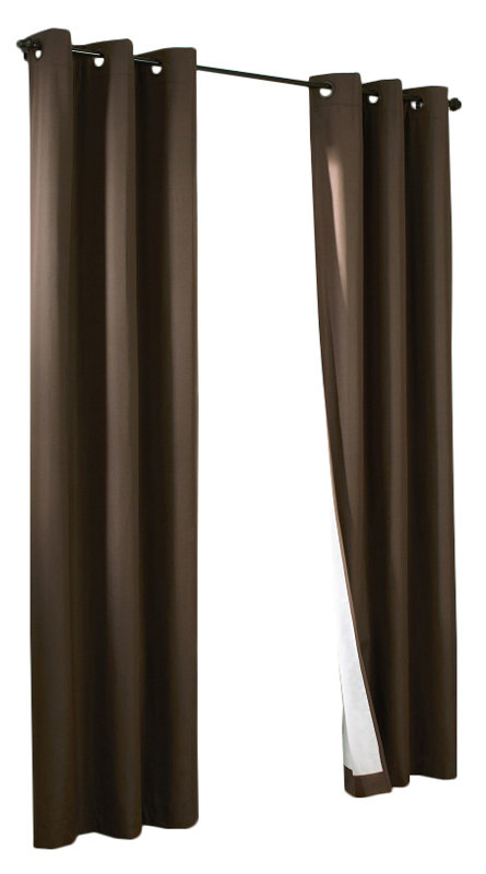 Rhine Solid Blackout Thermal Grommet Single Curtain Panel, Brown, 40" W x 84" L