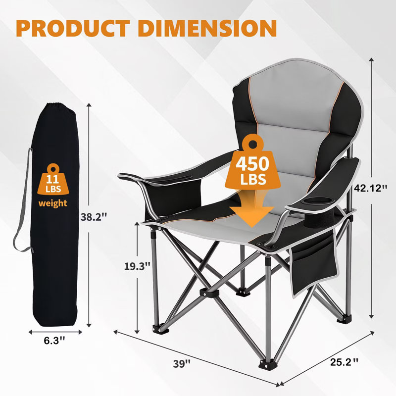 Chaise pliante en tissu, Noir / gris