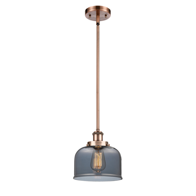 Mini luminaire suspendu en forme de tige 8 po Ballston Urban Bell, Plaqué couleur fumée, Cuivre antique, DEL