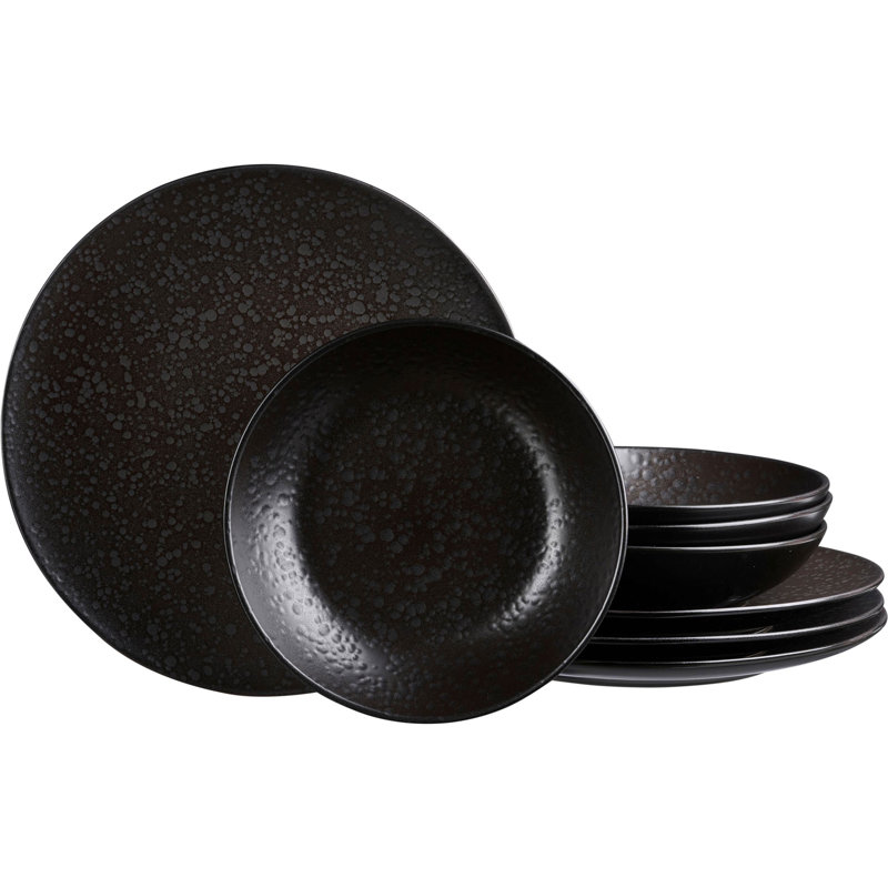 Piece Stoneware Dinnerware Set - Service for 4, Black