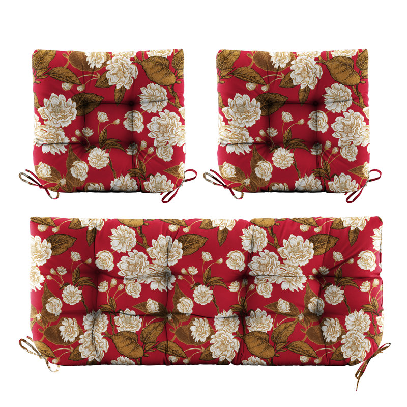 Outdoor 5'' Seat / Back Cushion,  Red Floral