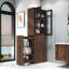 Armoire de rangement de salle de bain moderne de 70,8 po de hauteur avec tablette de rangement coulissante multi-fonctionnelle à 4 niveaux et 2 portes en verre-492543522