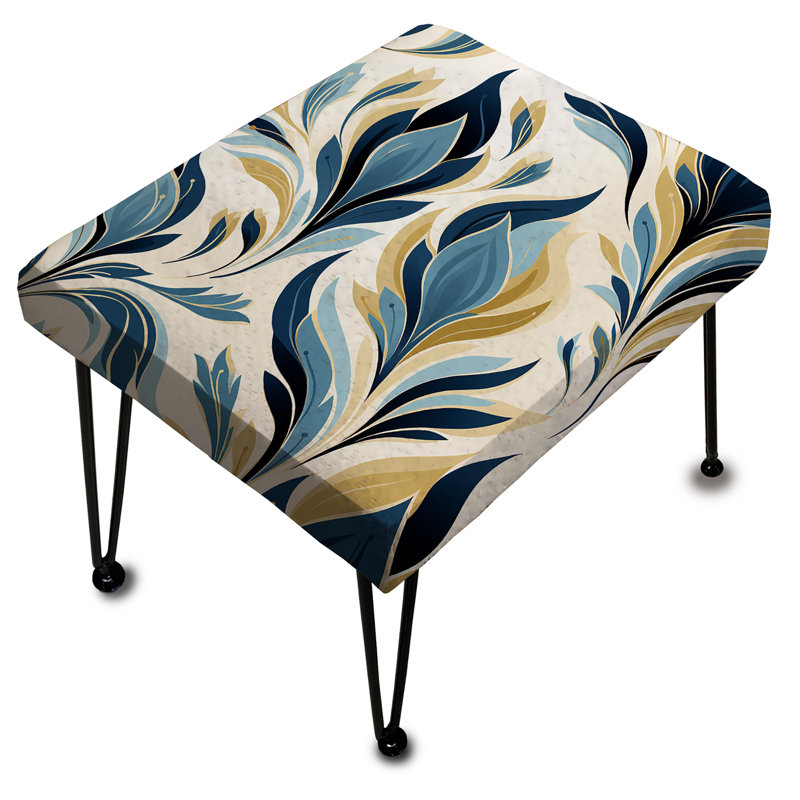Blue And Green Nordic Ikat Simplicity - Ikat Rectangle Ottoman