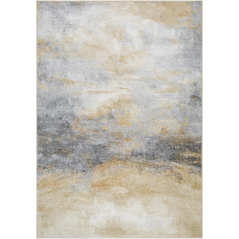 Onasander Machine Woven Polypropylene Area Rug in Light Brown, Rectangle 5'3" x 7'