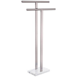 Free Standing Towel Racks 2-Tier Towel Holder for Bathroom Floor Stand with Heavy Marble Base Thicken Steady Design