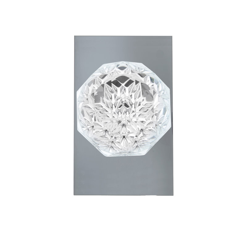 Bouton de passage Bravura 926-8 en cristal sur rose rectangulaire contemporain en nickel satiné, Nickel satiné