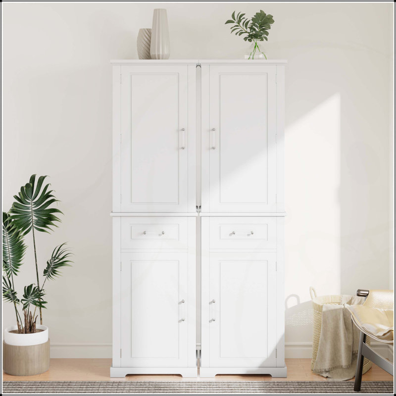 Armoire de salle de bain autoportante polyvalente avec tablettes réglables et compartiments multiples