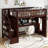 Twin Size Loft Bed With Movable Desk And Storage Shelf, Featuring Storage Stairs,Espresso-2063961068