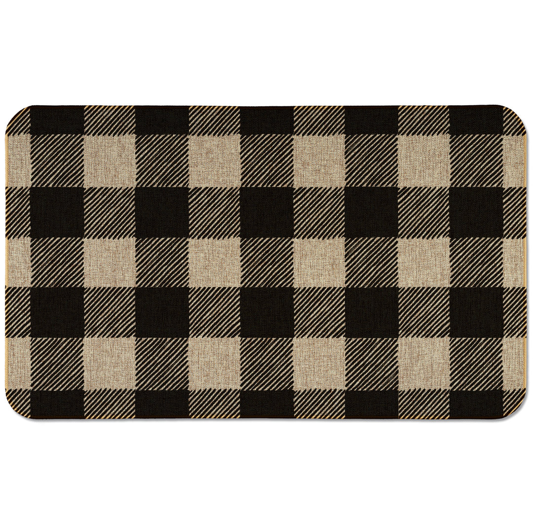 Buffalo Check Indoor/Outdoor Natural Linen Look Floor Mat CounterArt
