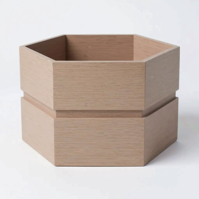 Hexagon Terrace Planter Box Tall - Ash Brown, Gris brun, 9.5" H x 16" W x 14.88" D