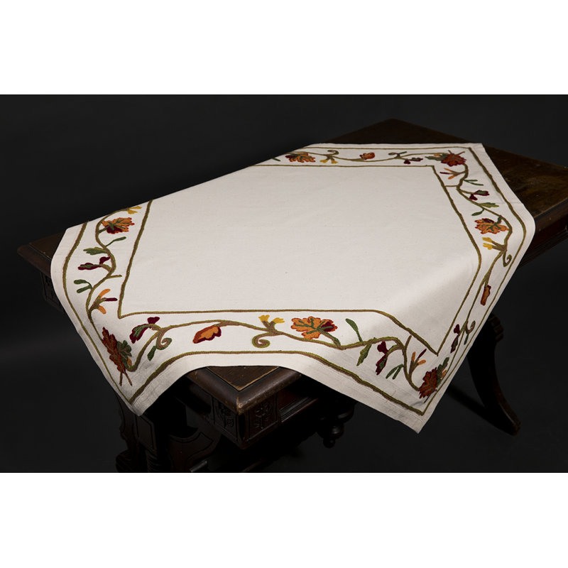 Sheron Crewel Embroidered Harvest Table Topper