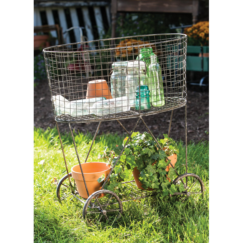 Panier de rangement en métal sur roulettes