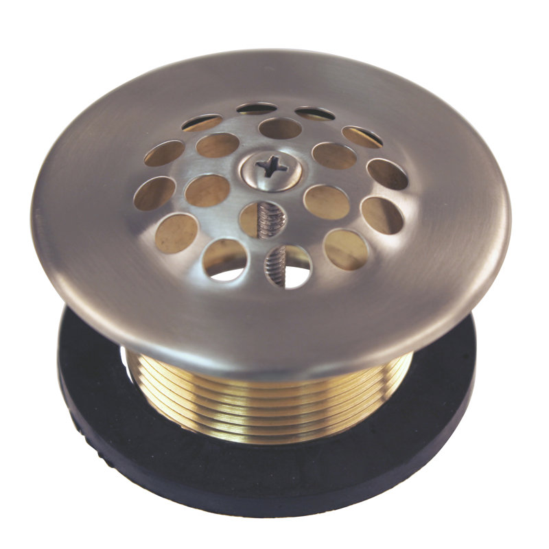 Westbrass 1-1/2” Coarse Thread Bathtub Strainer Grid Drain, Satin Nickel