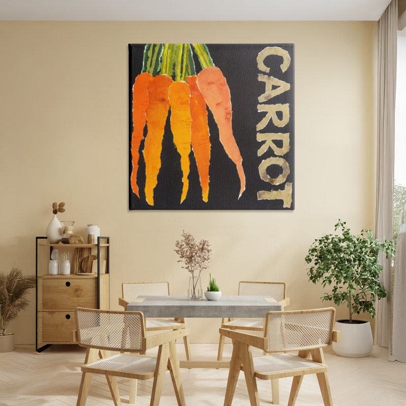 Toile de légume carotte, par Nancy Overton, H 36 po x l 36 po