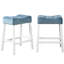 2 tabourets de hauteur de comptoir Tommie, siège de selle en velours, bleu, hypnotisé blanchi, 2, sièges