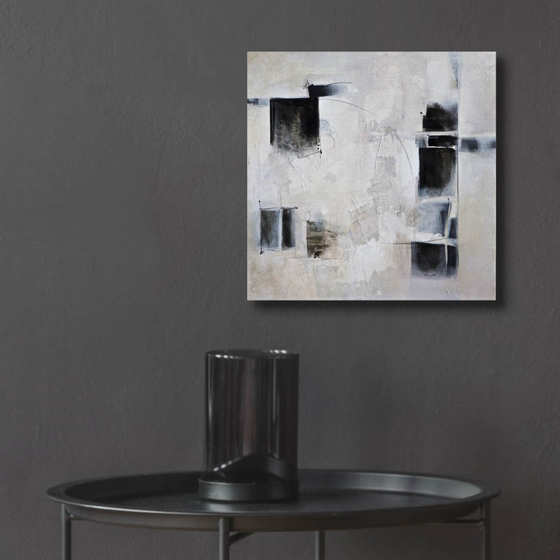 "Noir et blanc et entre les deux" par Karen Hale, H 12 po x l 12 po x P 0,13 po