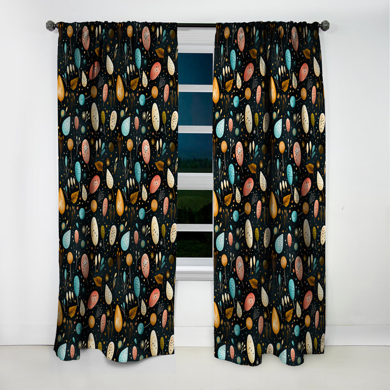 Botanique multicolore à motif de feuilles multicolores - rideau occultant floral - 1 panneau, L 52 po x L 95 po