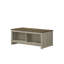 Table basse contemporaine en chêne gris avec tablettes ouvertes doubles et plateau élégant avec deux tablettes l 43 po