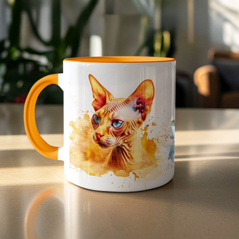 Ceramic Coffee Mug, Orange, 4