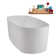 67" Streamline Soaking Matte White Stone Resin Freestanding Tub And Tray With Internal Drain In Polished Chrome