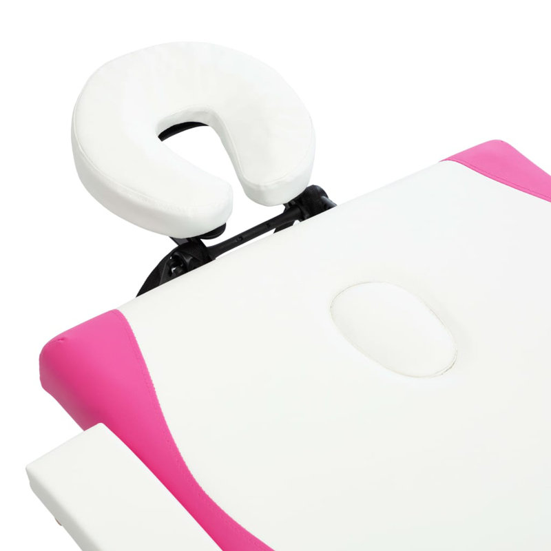 75.2'' Rectangular Adjustable Folding Table, White/Pink