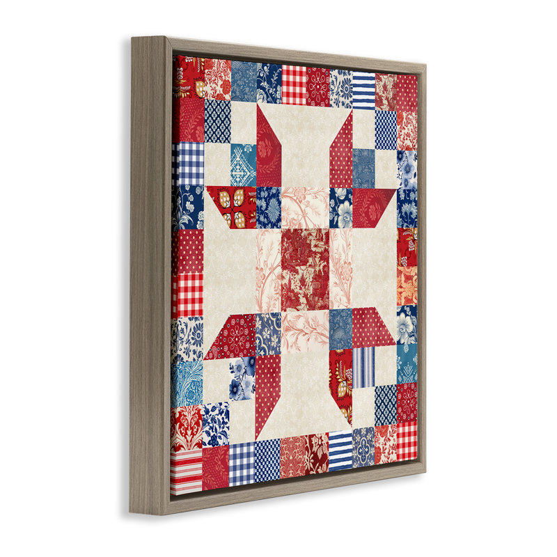 Art mural sur toile avec motif de courtepointe traditionnelle, conception par Susan Arnot, H 18 po x l 18 po