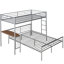 Lit superposé argenté métallique avec bureau et - simple au-dessus d'un lit double, confortable pour la chambre à coucher en métal argenté de qualité, solution pratique-1954036771