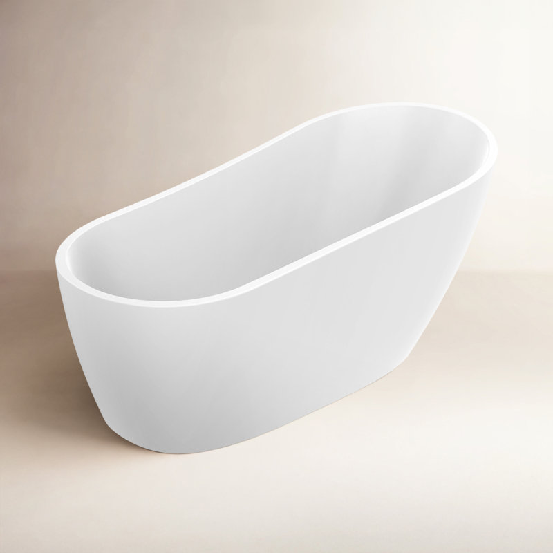 Baignoire autoportante en acrylique 67 po x 32 po Cora, Blanc / or titane