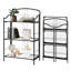 Bibliothèque sans assemblage, bibliothèque pliante noire classique à 3 niveaux, bibliothèque pliable avec tablette en verre