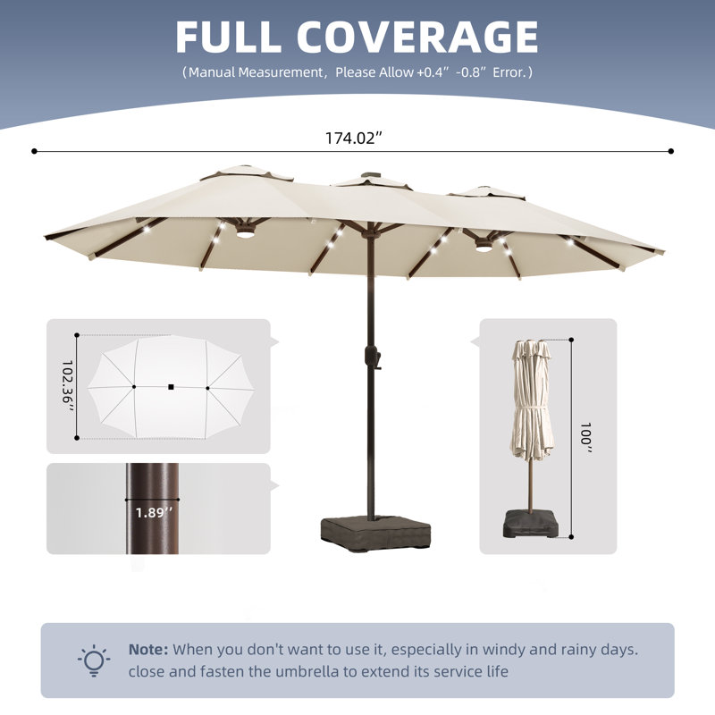 Parasol 14,5Ft Double-Side Patio, Beige