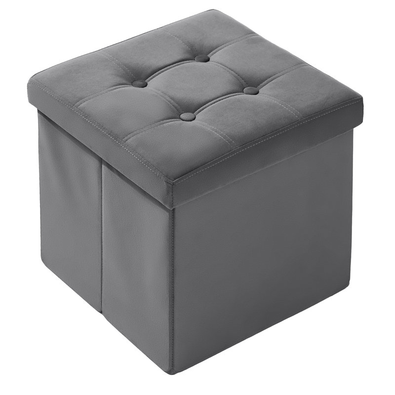 Repose-pieds pliant avec repose-pieds en velours, Gris