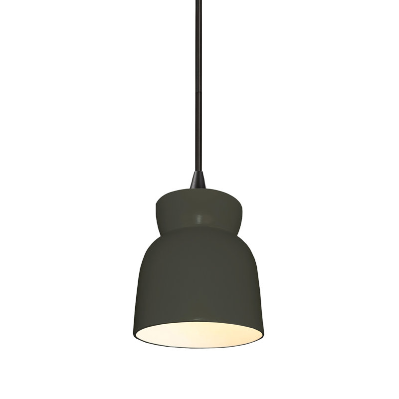 Luminaire suspendu simple en forme de sablier à DEL Sadaris, Étain, vert, Noir mat