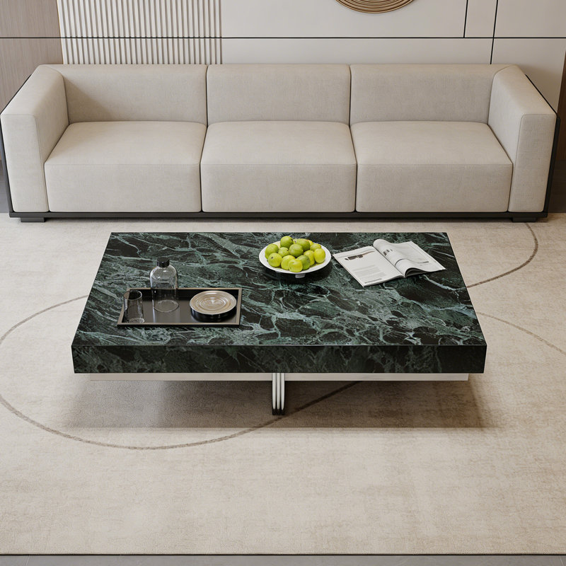 Table basse moderne moderne en ardoise avec plateau, Vert, H 13,77 po x L 51,18 po x l 27,55 po