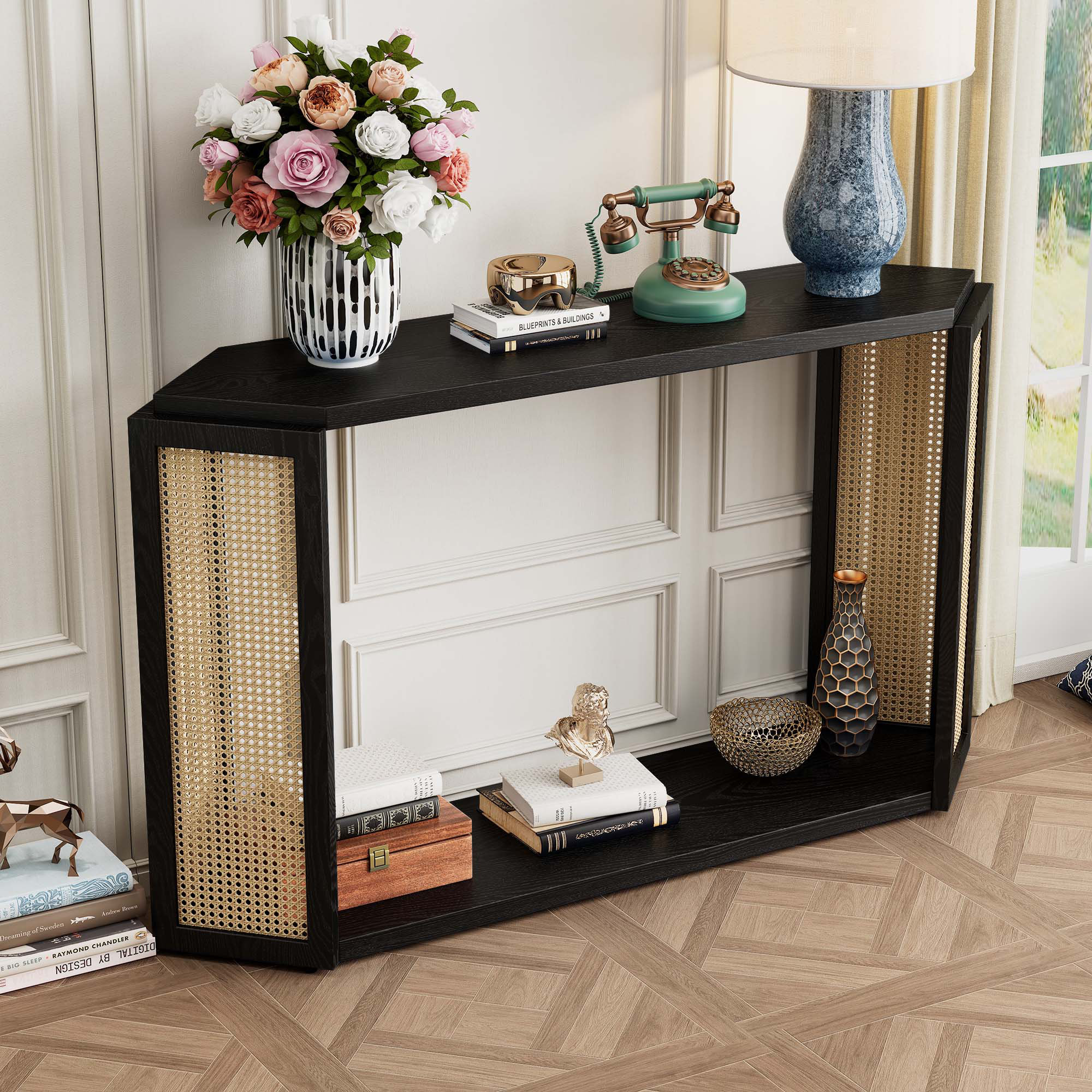 George Oliver Narrow Console Table with Unique Irregular Top Design ...