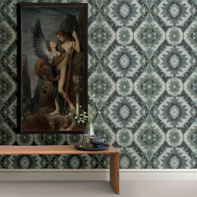 Tolland Shibori 10.06m x 52.07cm Semi-Gloss Paste the Wall Wallpaper Roll, Turquoise/Grey