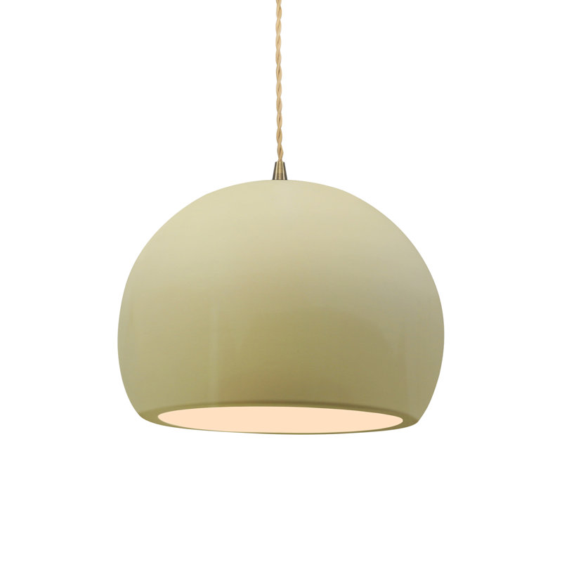 Luminaire suspendu à 1 lumière Aschwin, H 7,75 po x l 10 po x P 10 po, Vanille lustrée, Laiton antique
