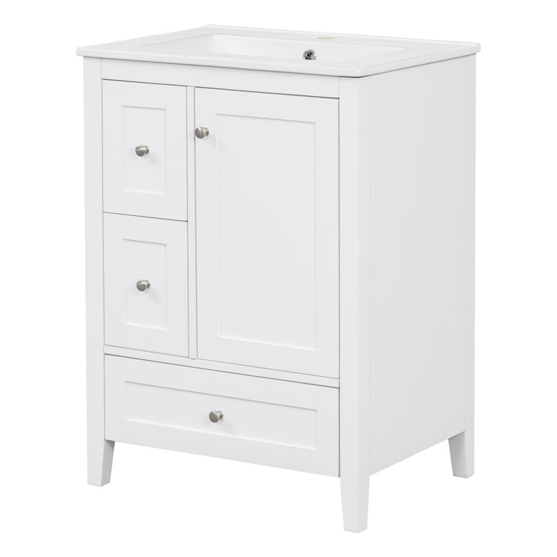 Meuble-lavabo de salle de bain avec rangement spacieux, tablette réglable, fabrication durable, cloisons amovibles et conception moderne pour une organisation optimale