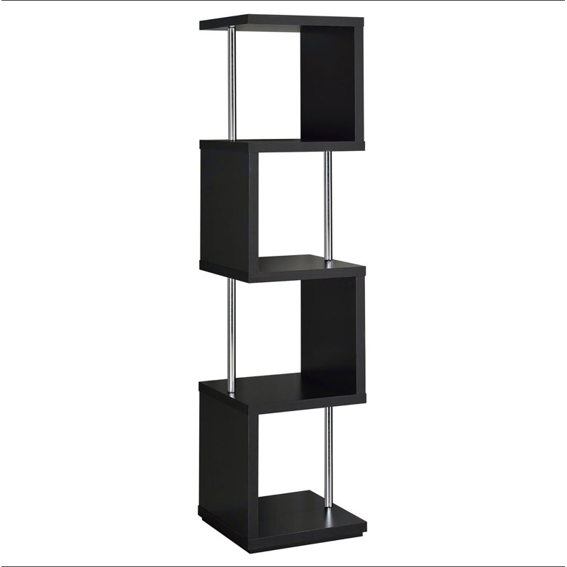 Black and Chrome 4-Tier Bookcase