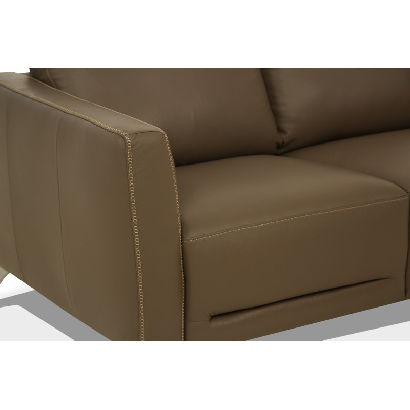 Dossett 83" Genuine Leather Square Arm Sofa, Taupe Genuine Leather