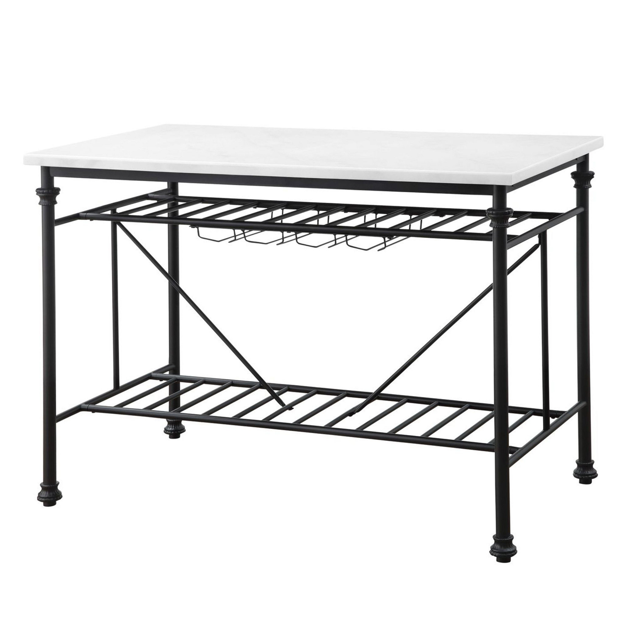 Williston Forge Hannelie 50 Wide Kitchen Island With Marble Top Wayfair Canada 2164