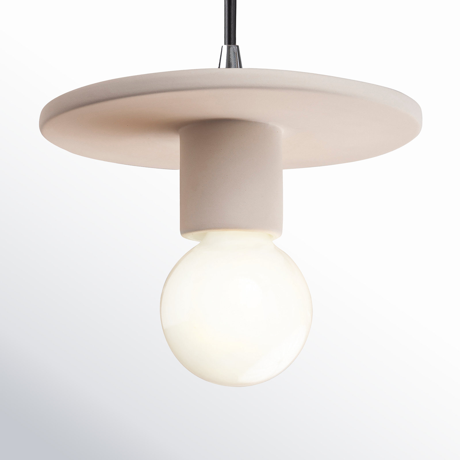 Leni Single Light Ceramic Dimmable Pendant, Bisque, Polished Chrome
