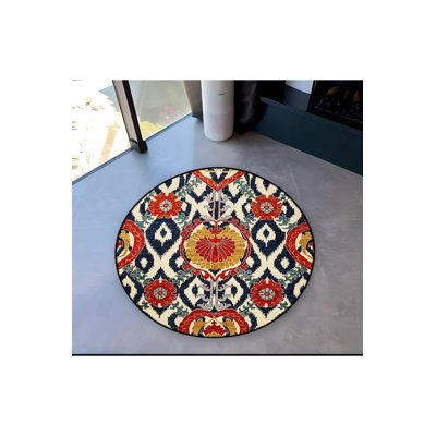 Tapis décoratif multicolore à motif rond traditionnel