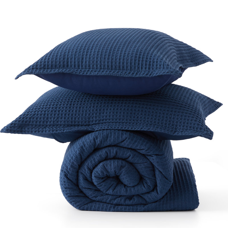 Bedsure Waffle Comforter Set, Gray, King Comforter + 2 King Shams