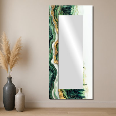 Winter Forest Landscape With Emerald River I - Miroir mural décoratif paysages - imprimé sur métal