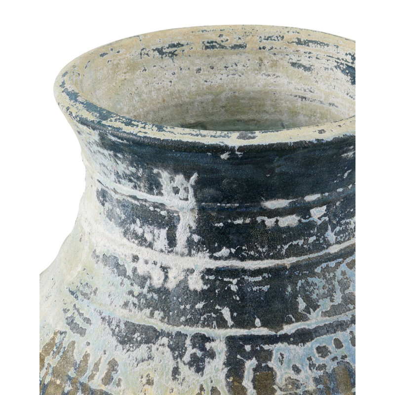 Ragusa - Large Urn Planter - Antique White, Blue Drip