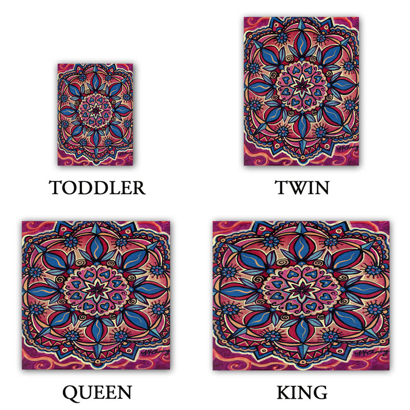 Ensemble de housse de couette ram marie cheung mandala love, 1 housse de couette grand + 2 taies standards